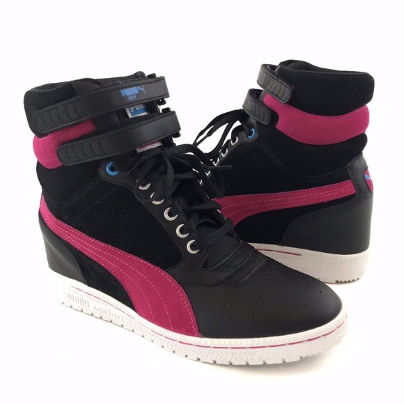 puma high top wedge sneakers